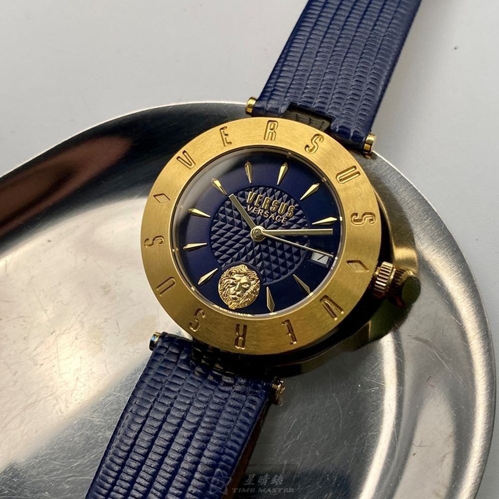 VERSUS VERSACE:手錶,型號:VV00335,女錶34mm金色錶殼寶藍色錶面真皮皮革錶帶款-細節圖6