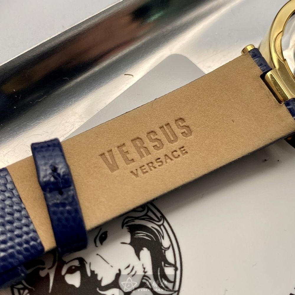 VERSUS VERSACE:手錶,型號:VV00335,女錶34mm金色錶殼寶藍色錶面真皮皮革錶帶款-細節圖8
