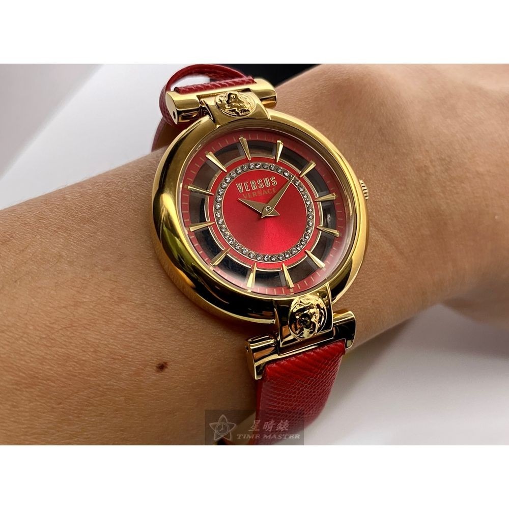 VERSUS VERSACE:手錶,型號:VV00022,女錶36mm玫瑰金錶殼大紅色錶面真皮皮革錶帶款-細節圖2