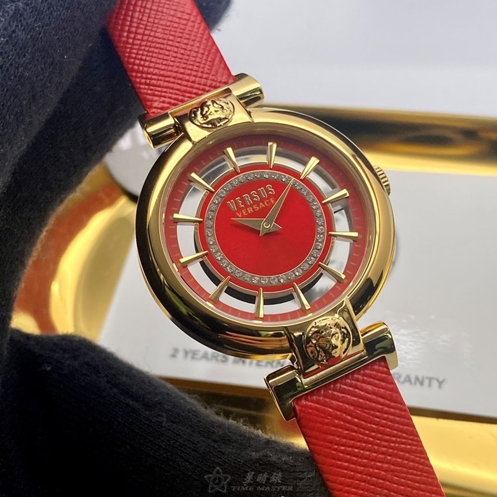 VERSUS VERSACE:手錶,型號:VV00022,女錶36mm玫瑰金錶殼大紅色錶面真皮皮革錶帶款-細節圖4