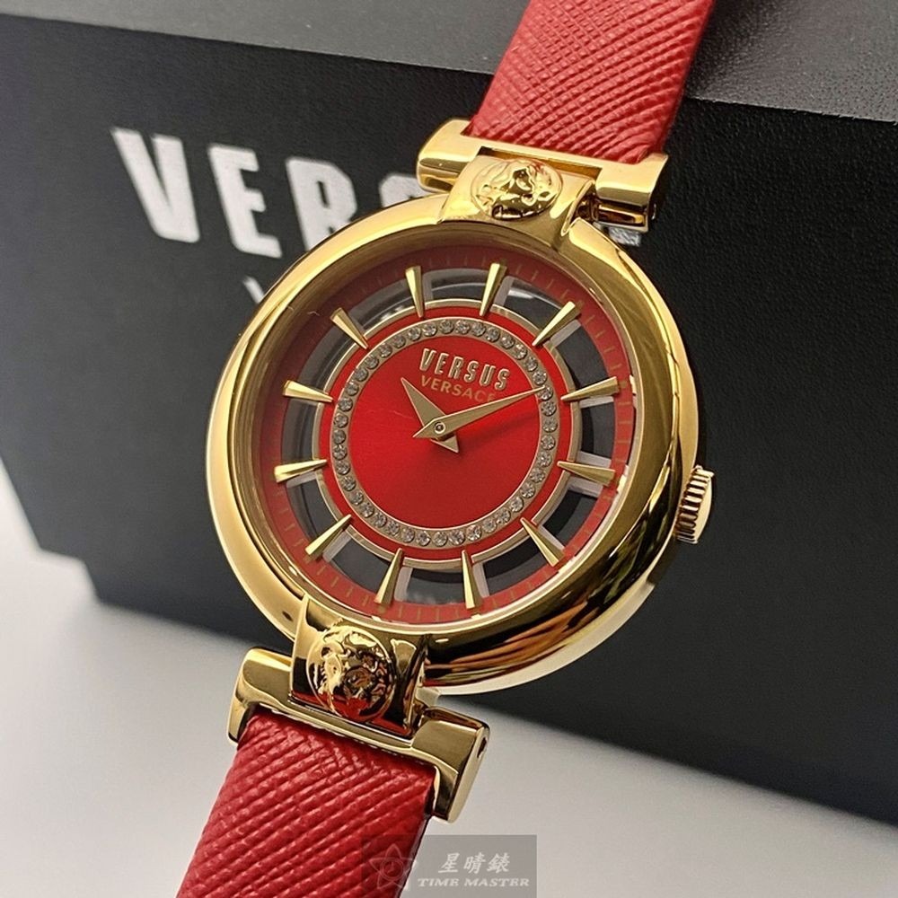 VERSUS VERSACE:手錶,型號:VV00022,女錶36mm玫瑰金錶殼大紅色錶面真皮皮革錶帶款-細節圖8