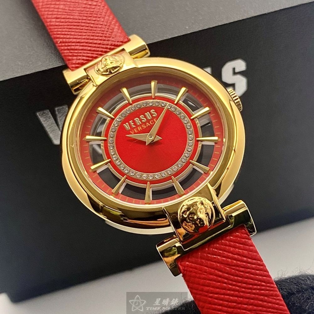 VERSUS VERSACE:手錶,型號:VV00022,女錶36mm玫瑰金錶殼大紅色錶面真皮皮革錶帶款-細節圖9