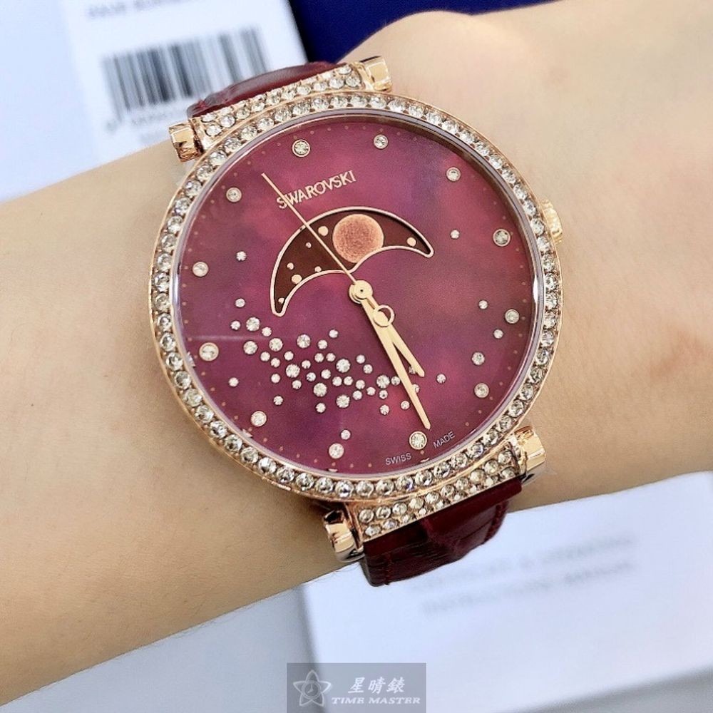 SWAROVSKI:手錶,型號:SW00015,女錶36mm玫瑰金錶殼紅貝母錶面真皮皮革錶帶款-細節圖2