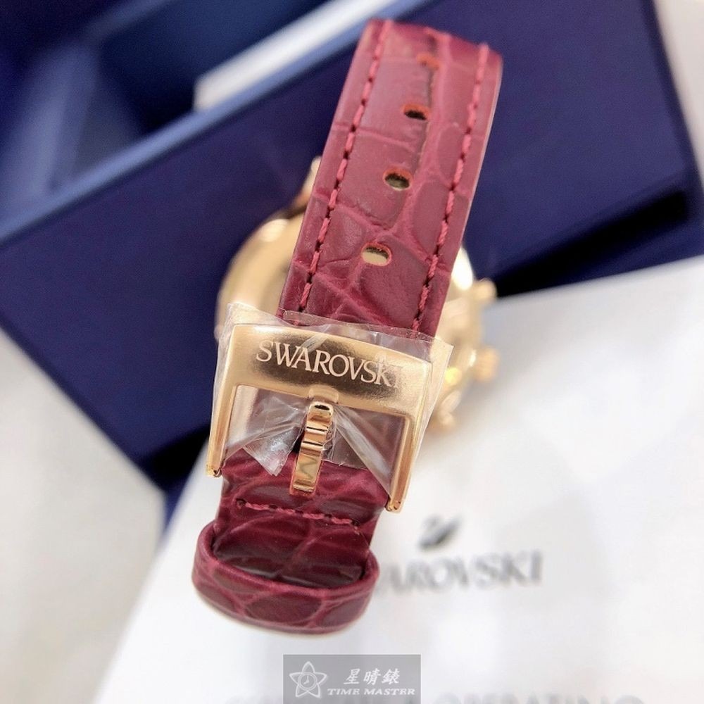 SWAROVSKI:手錶,型號:SW00017,女錶38mm玫瑰金錶殼大紅色錶面真皮皮革錶帶款-細節圖2