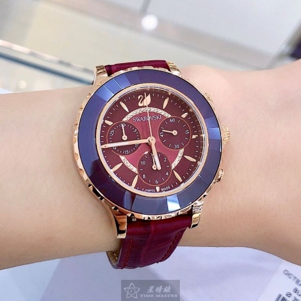 SWAROVSKI:手錶,型號:SW00017,女錶38mm玫瑰金錶殼大紅色錶面真皮皮革錶帶款-細節圖6