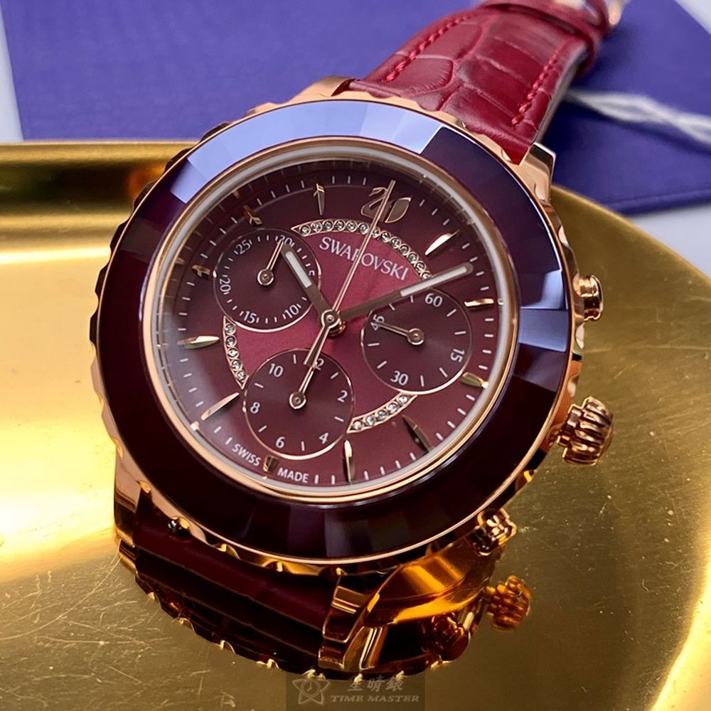 SWAROVSKI:手錶,型號:SW00017,女錶38mm玫瑰金錶殼大紅色錶面真皮皮革錶帶款-細節圖9