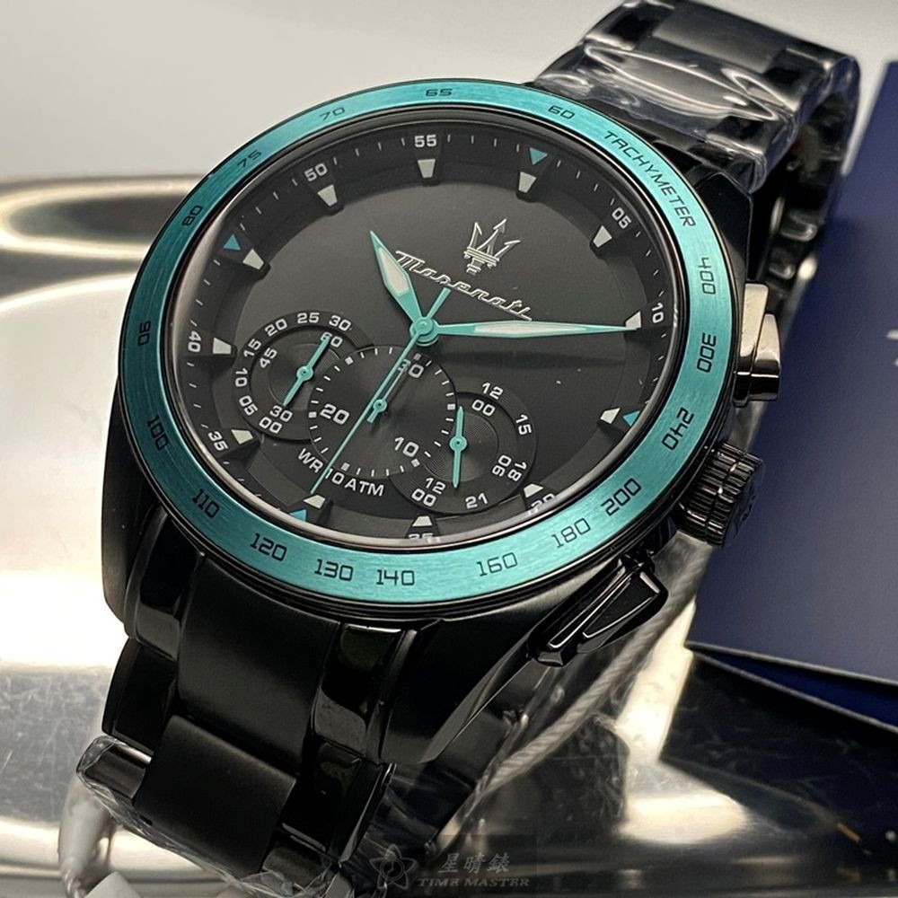 MASERATI:手錶,型號:R8873644002,男錶46mm亮寶藍錶殼黑色錶面精鋼錶帶款-細節圖9