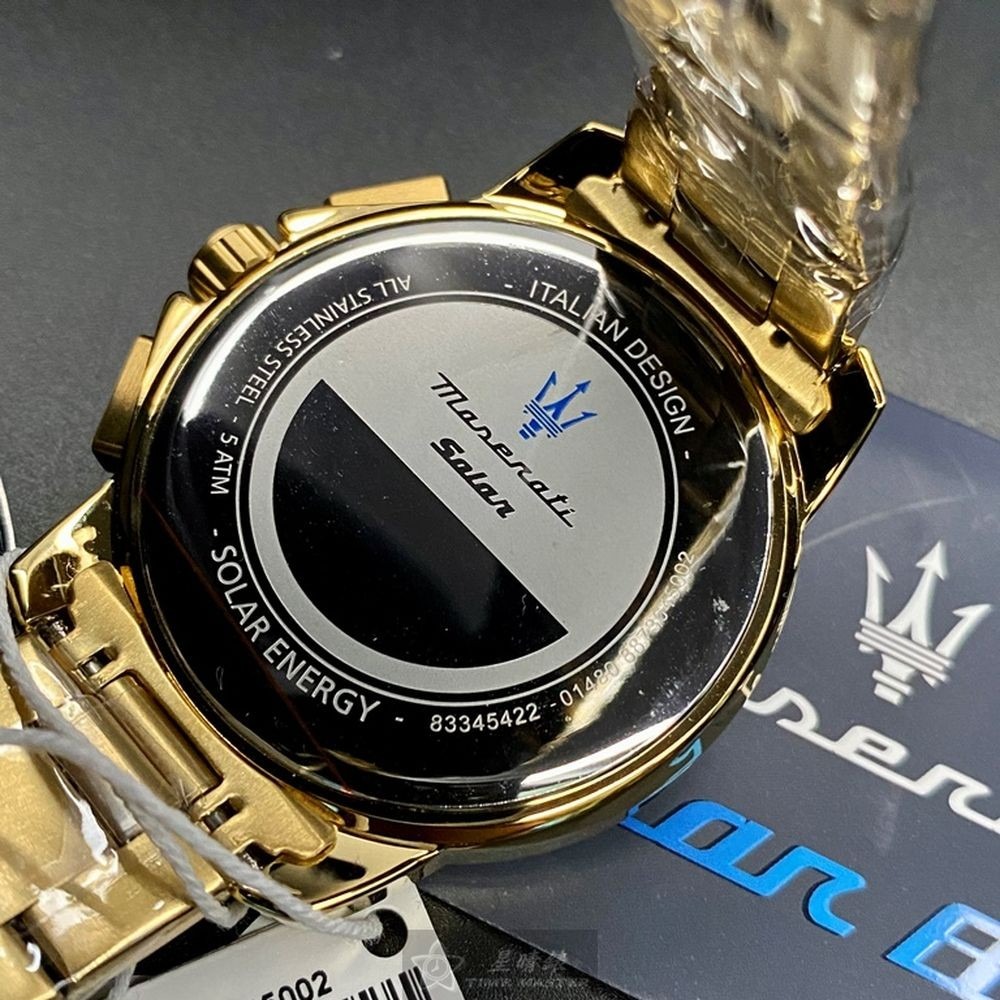 MASERATI:手錶,型號:R8873645002,男錶44mm金色錶殼黑色錶面精鋼錶帶款-細節圖5