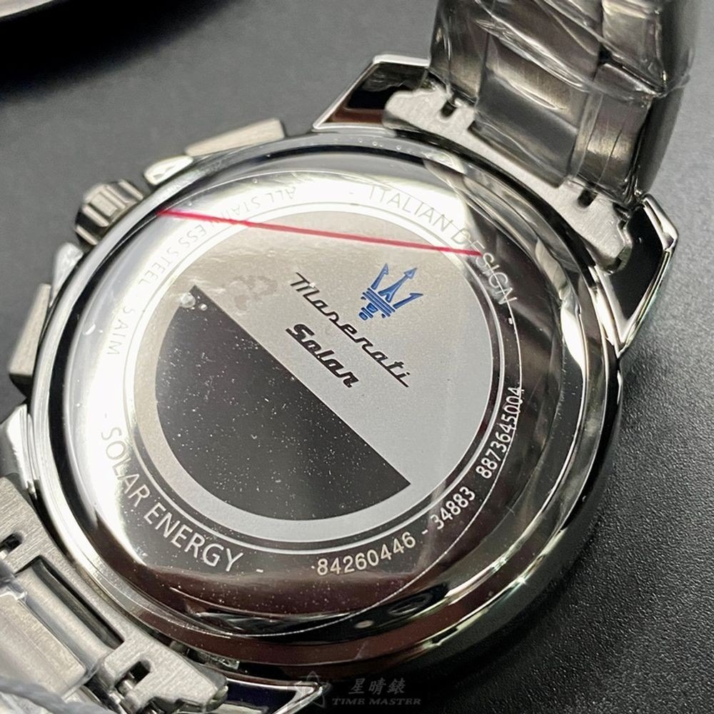 MASERATI:手錶,型號:R8873645004,男錶44mm銀錶殼寶藍色錶面精鋼錶帶款-細節圖6