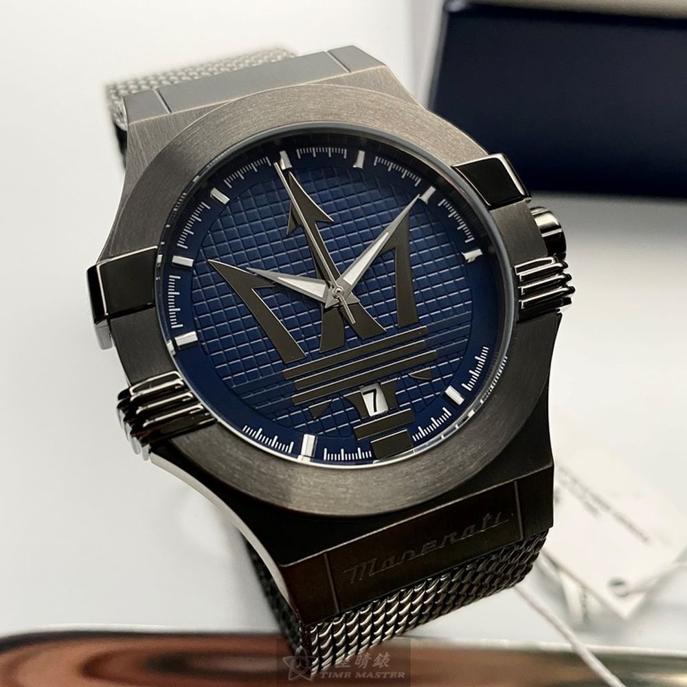 MASERATI:手錶,型號:R8853108005,男錶42mm槍灰色錶殼寶藍色槍灰錶面米蘭錶帶款-細節圖2