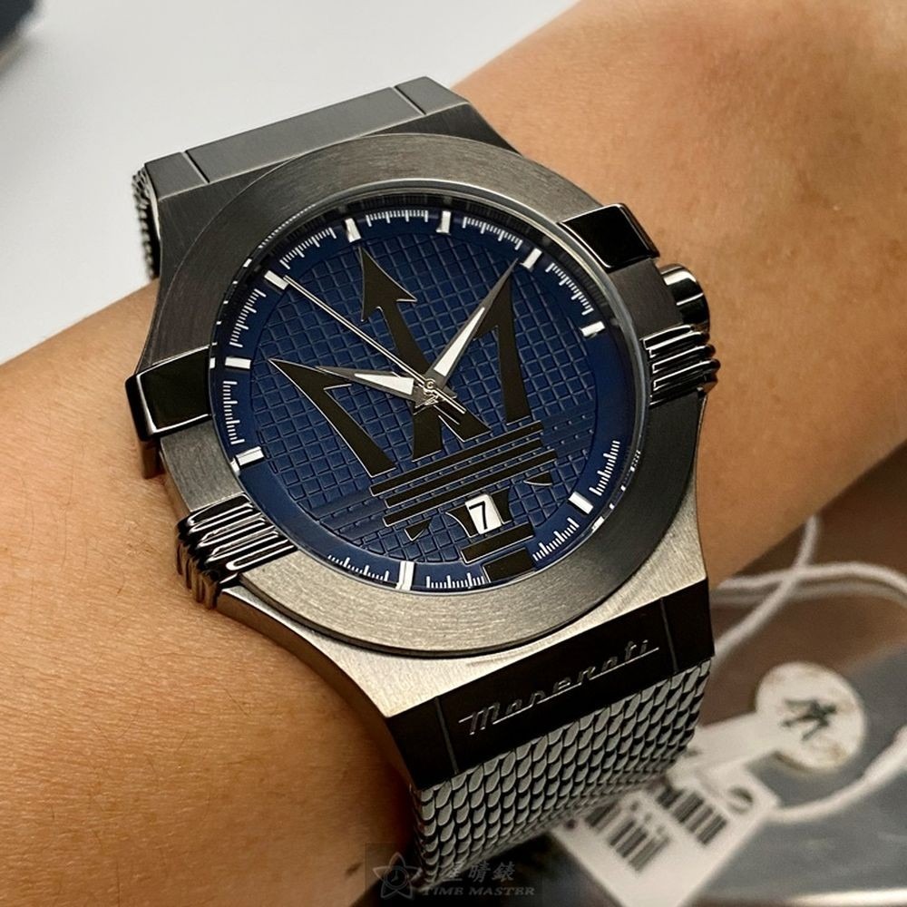 MASERATI:手錶,型號:R8853108005,男錶42mm槍灰色錶殼寶藍色槍灰錶面米蘭錶帶款-細節圖6
