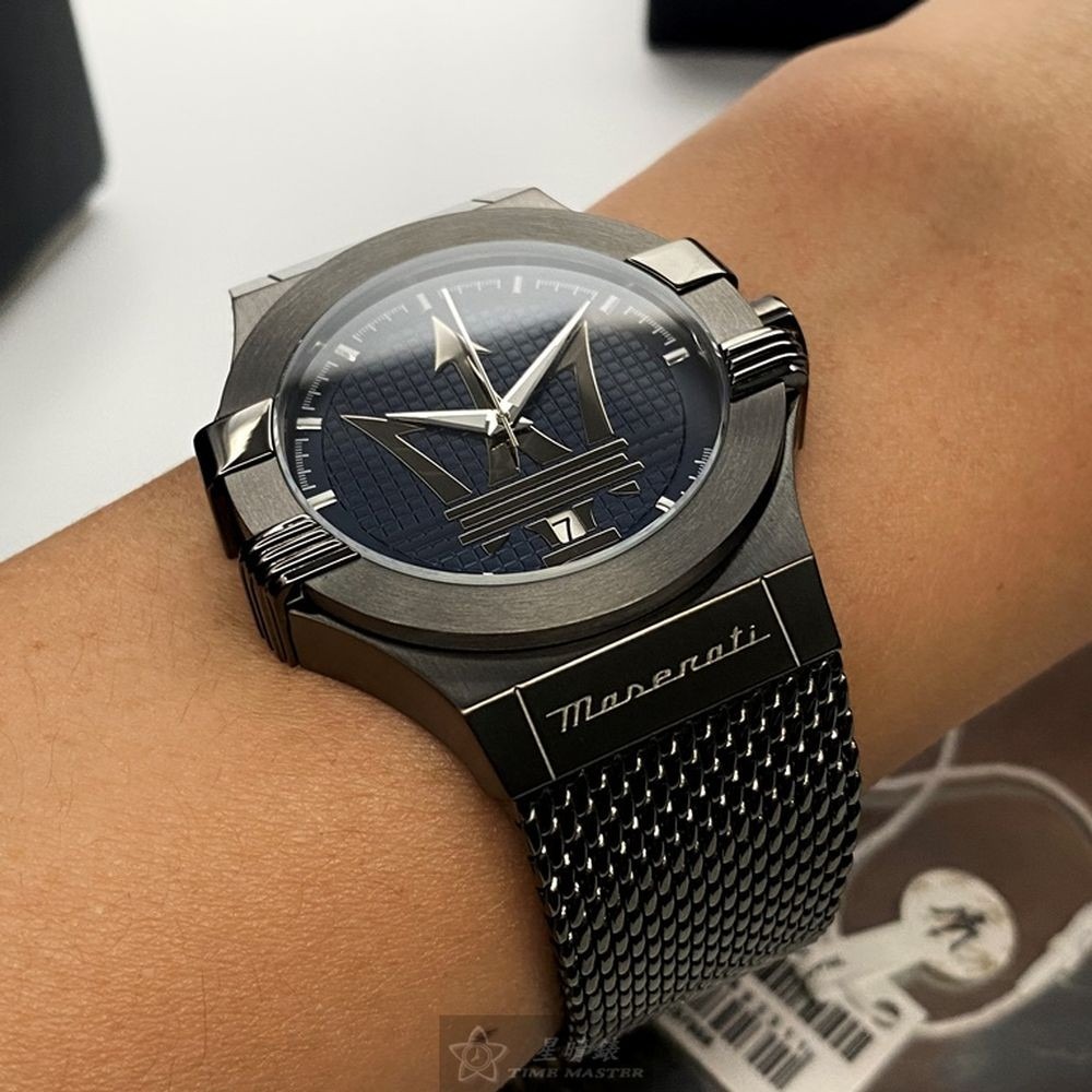 MASERATI:手錶,型號:R8853108005,男錶42mm槍灰色錶殼寶藍色槍灰錶面米蘭錶帶款-細節圖7
