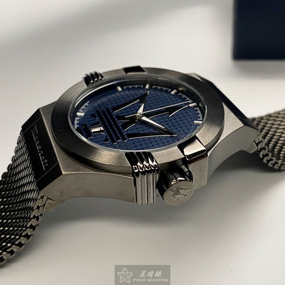 MASERATI:手錶,型號:R8853108005,男錶42mm槍灰色錶殼寶藍色槍灰錶面米蘭錶帶款-細節圖8