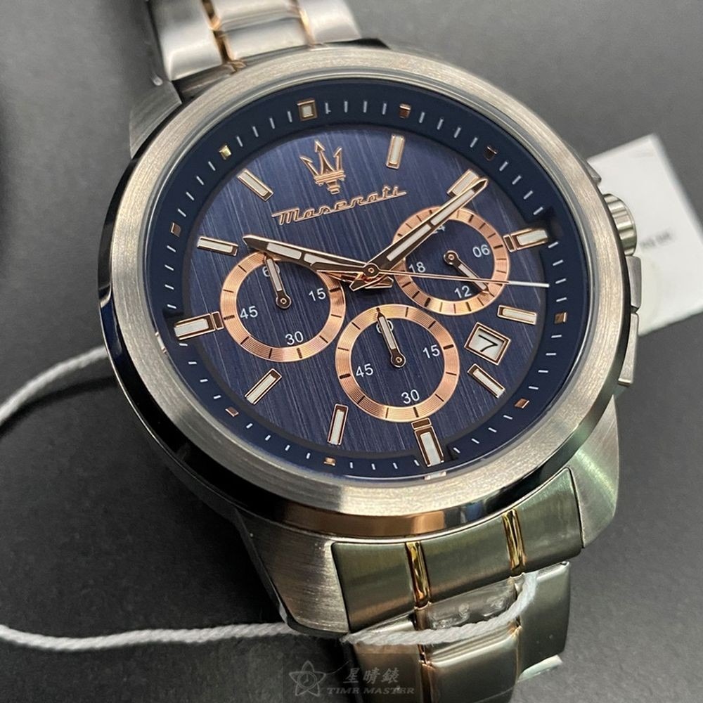 MASERATI:手錶,型號:R8873621008,男女通用錶44mm銀錶殼寶藍色錶面精鋼錶帶款-細節圖8