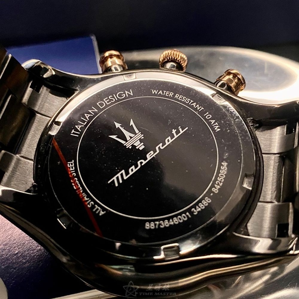 MASERATI:手錶,型號:R8873646001,男錶46mm黑錶殼黑色錶面精鋼錶帶款-細節圖3