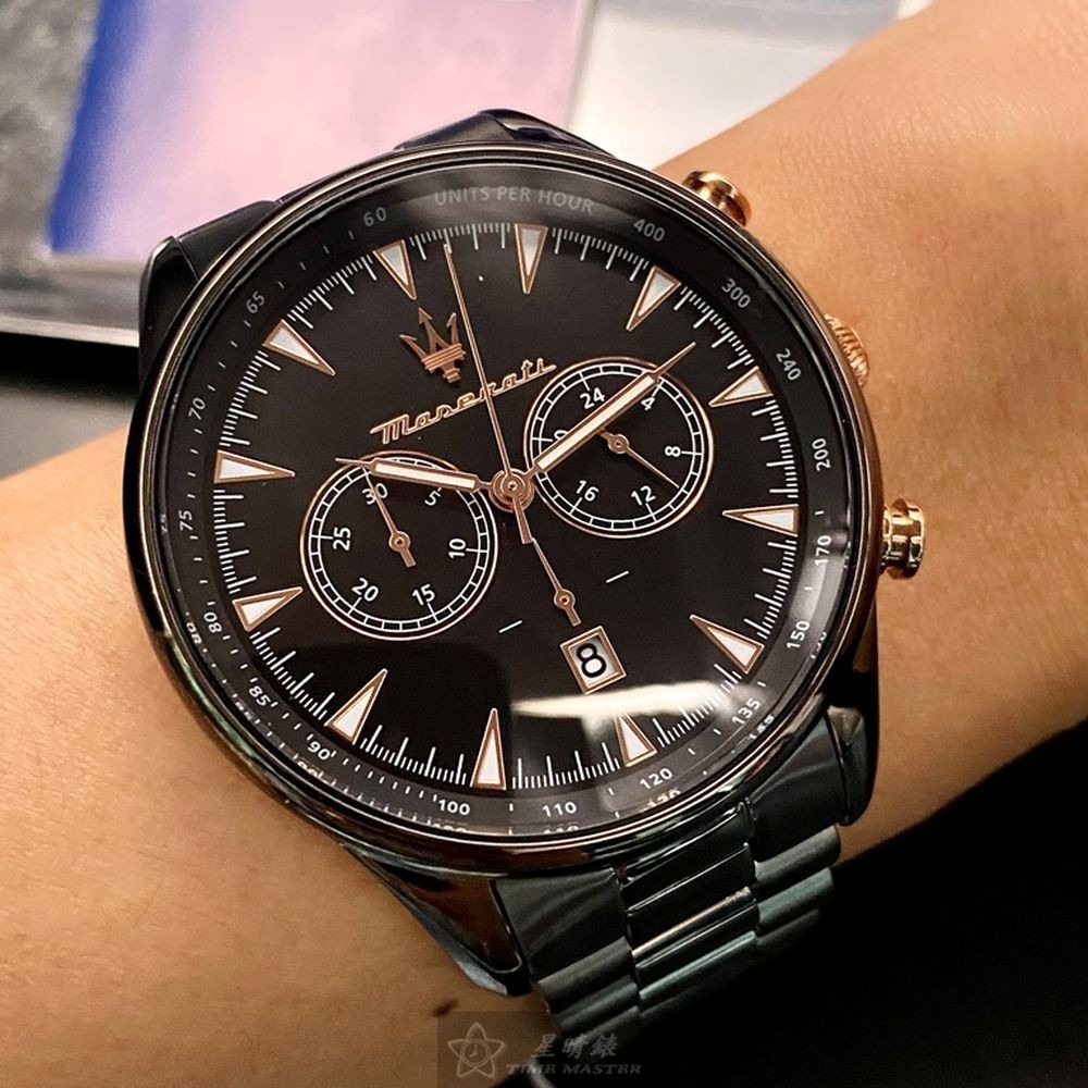 MASERATI:手錶,型號:R8873646001,男錶46mm黑錶殼黑色錶面精鋼錶帶款-細節圖4