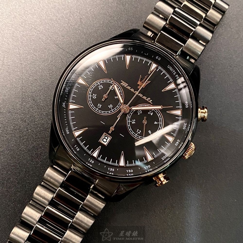 MASERATI:手錶,型號:R8873646001,男錶46mm黑錶殼黑色錶面精鋼錶帶款-細節圖6