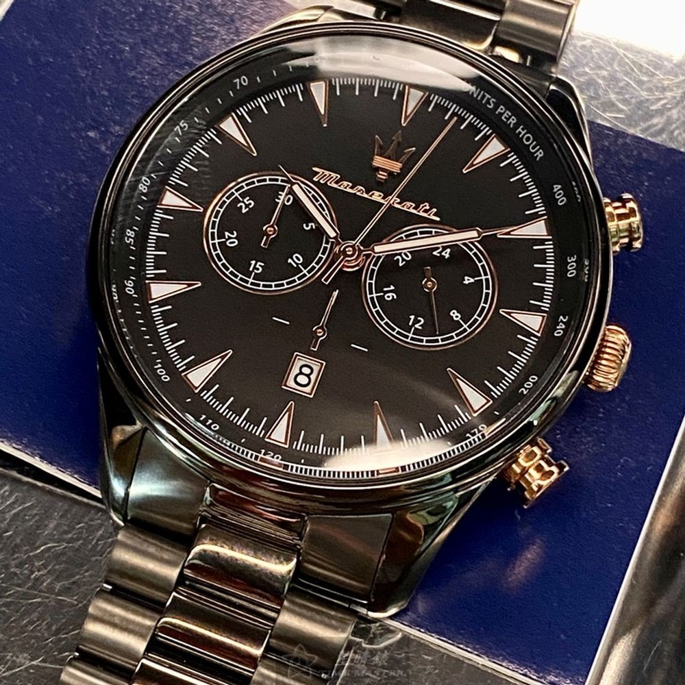 MASERATI:手錶,型號:R8873646001,男錶46mm黑錶殼黑色錶面精鋼錶帶款-細節圖7