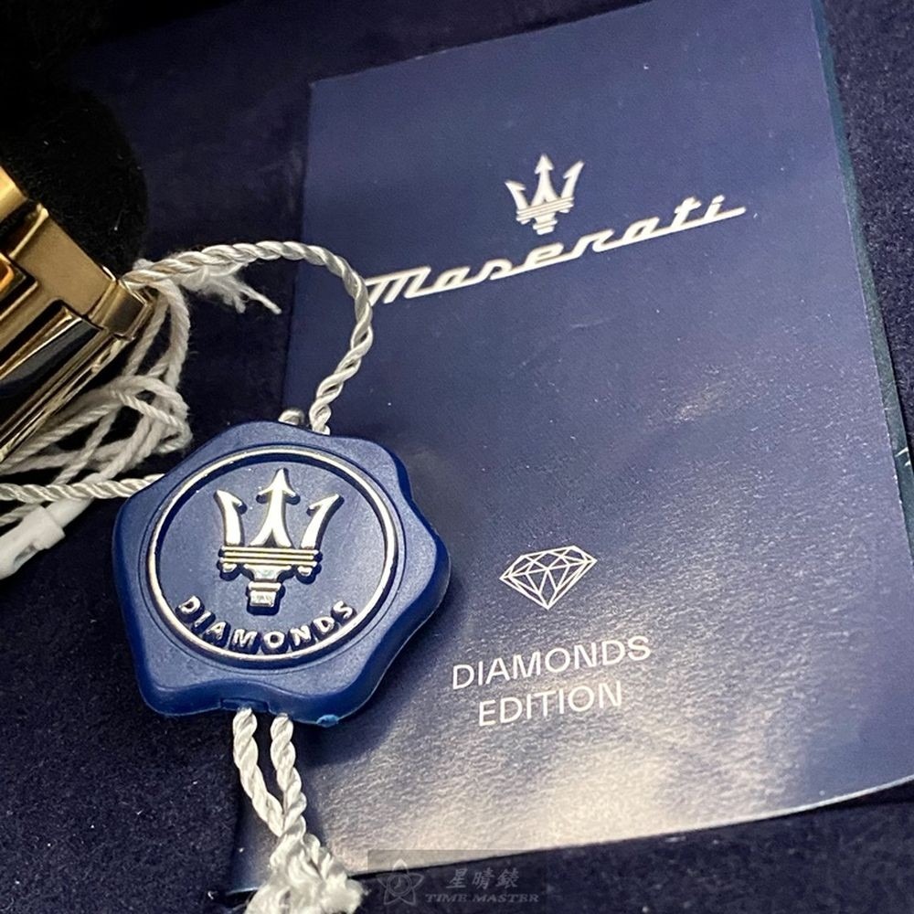 MASERATI:手錶,型號:R8823140006,男錶46mm金色錶殼寶藍色錶面精鋼錶帶款-細節圖3