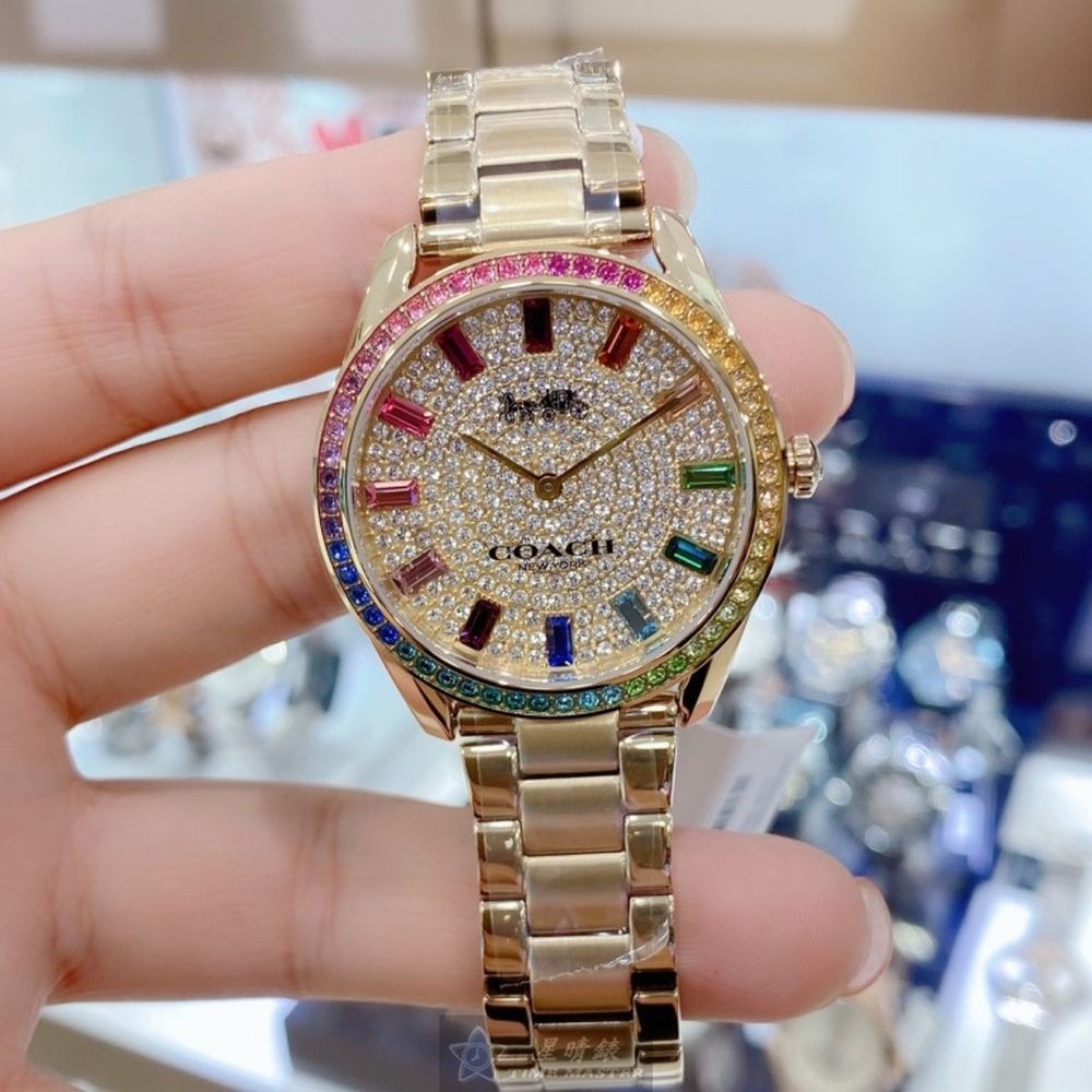 COACH:手錶,型號:CH00136,女錶36mm彩色錶殼糖豆錶面精鋼錶帶款-細節圖11