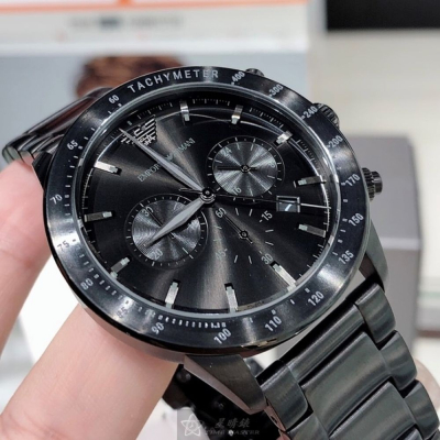 ARMANI:手錶,型號:AR00040,男錶44mm黑錶殼黑色錶面精鋼錶帶款