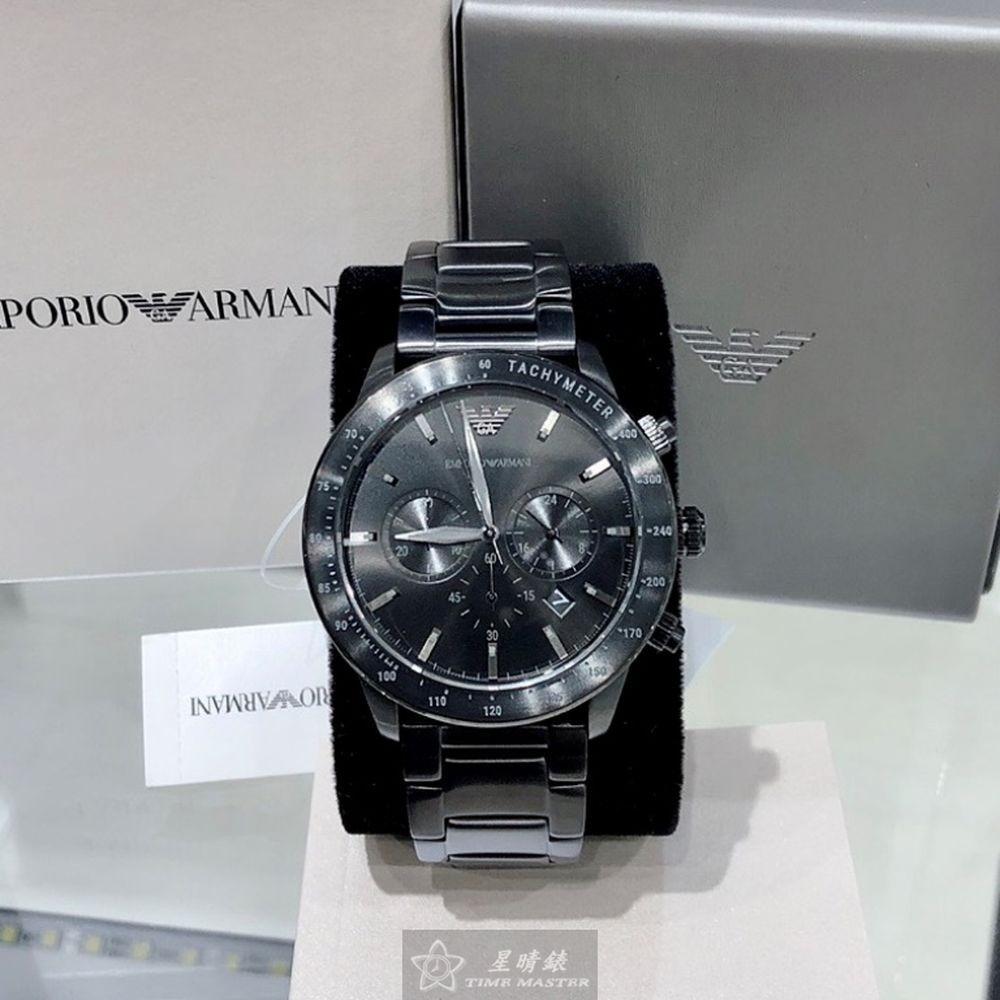 ARMANI:手錶,型號:AR00040,男錶44mm黑錶殼黑色錶面精鋼錶帶款-細節圖2