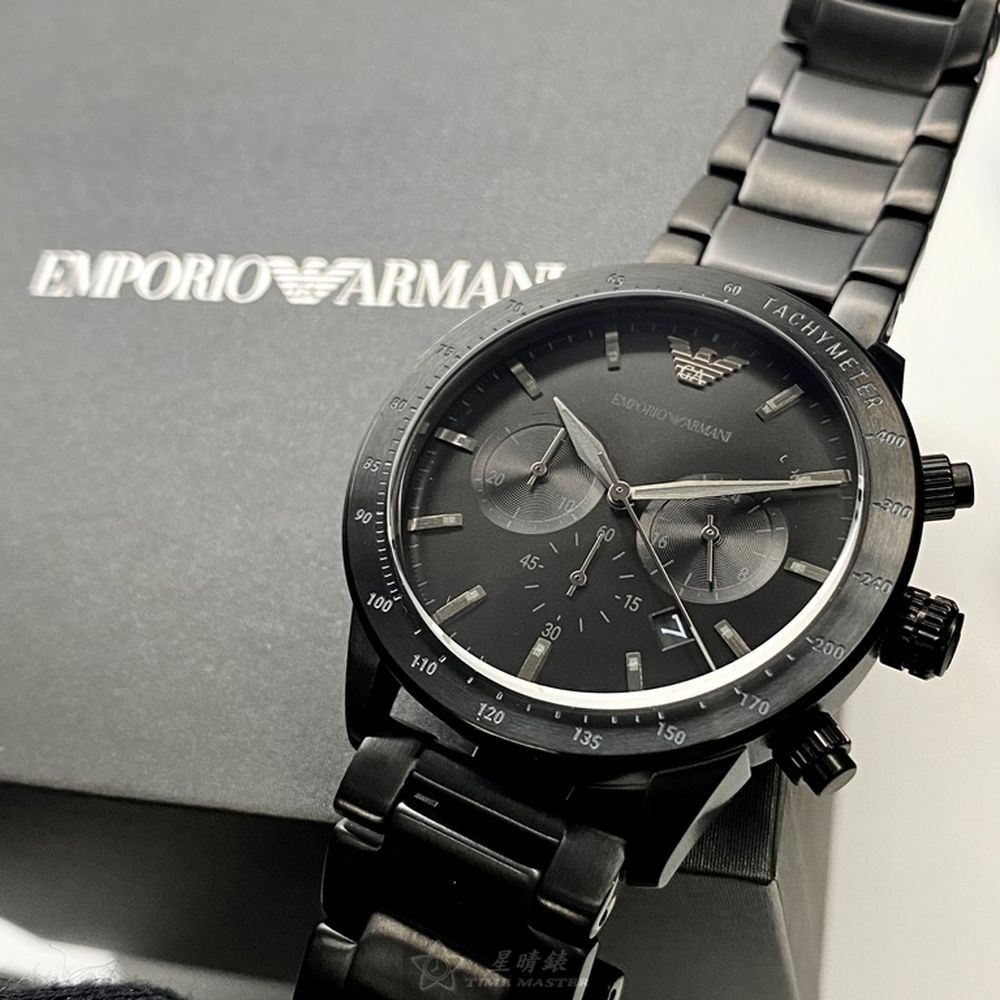 ARMANI:手錶,型號:AR00040,男錶44mm黑錶殼黑色錶面精鋼錶帶款-細節圖9