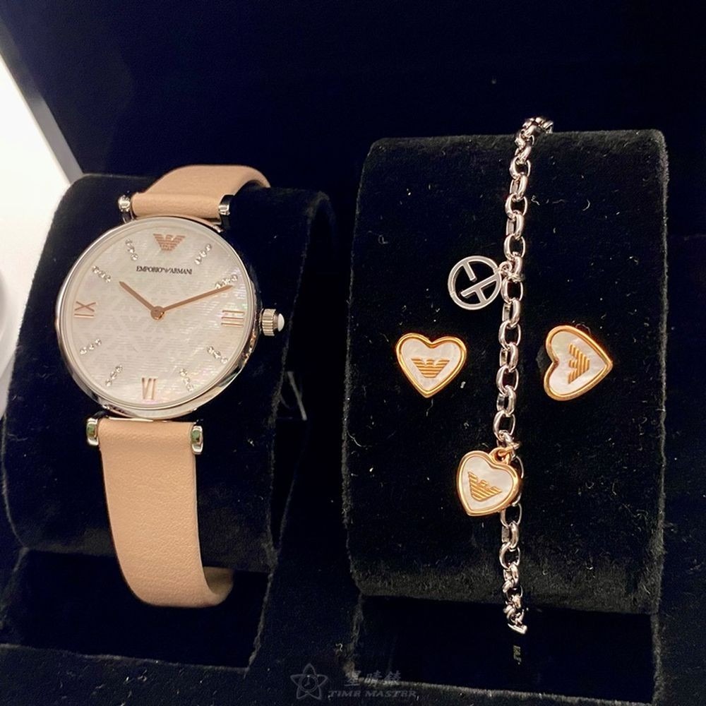 ARMANI:手錶,型號:AR00041,女錶32mm銀錶殼白色貝母錶面真皮皮革錶帶款-細節圖8