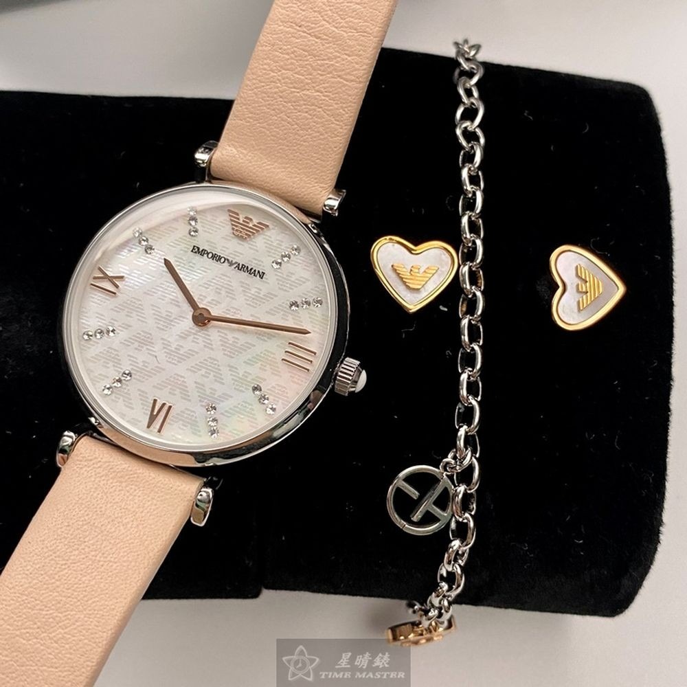 ARMANI:手錶,型號:AR00041,女錶32mm銀錶殼白色貝母錶面真皮皮革錶帶款-細節圖9