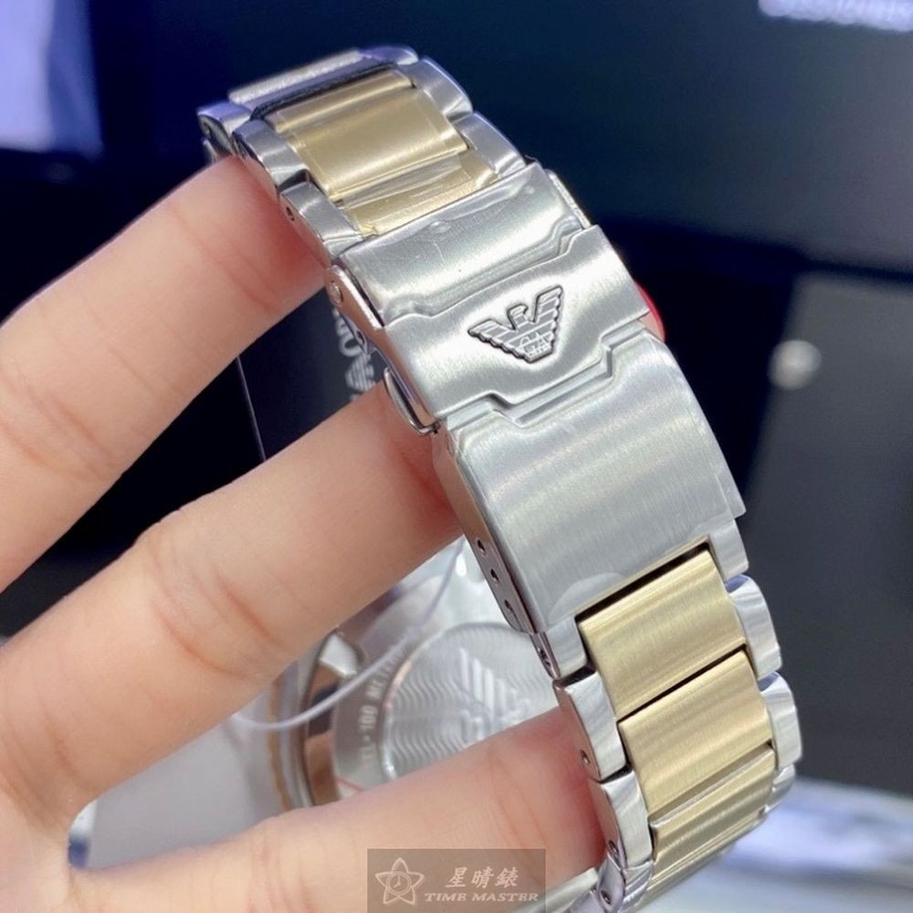 ARMANI:手錶,型號:AR00042,男錶44mm寶藍錶殼寶藍色錶面精鋼錶帶款-細節圖5