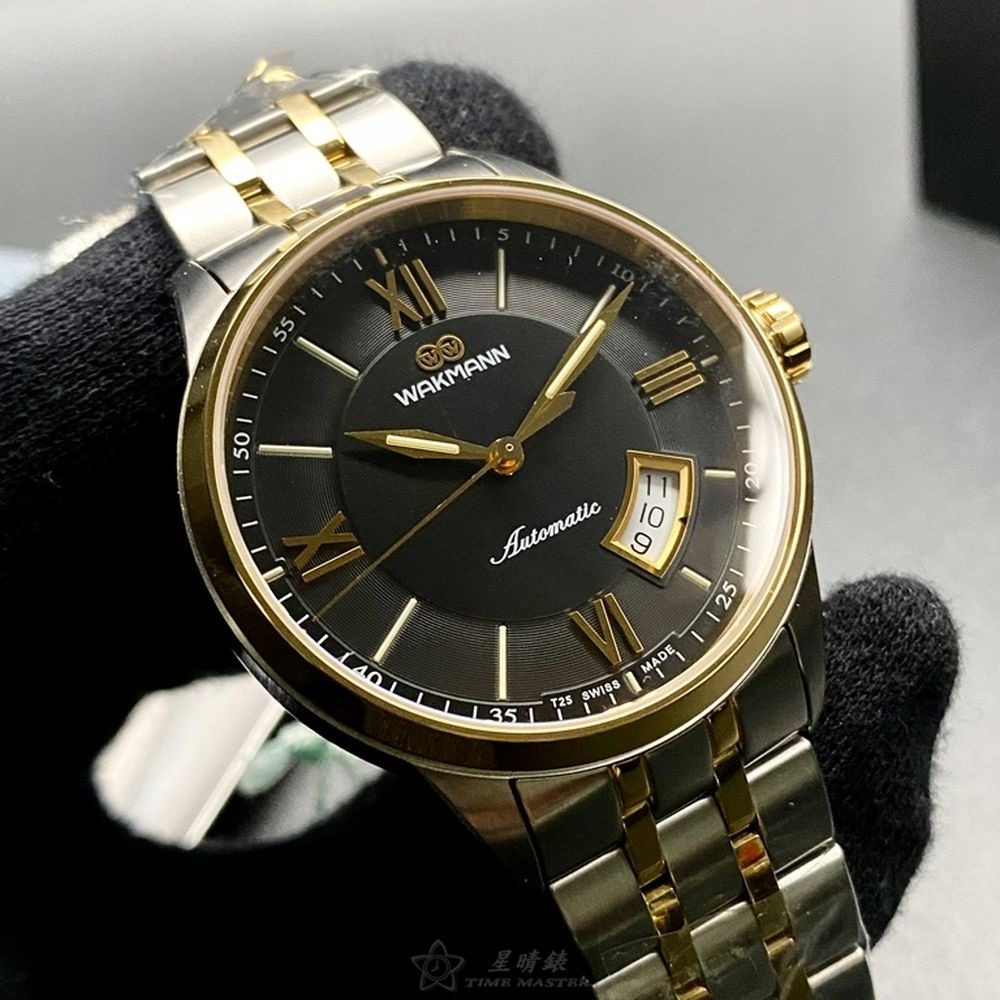 WAKMANN:手錶,型號:WA00023,男女通用錶40mm金色錶殼黑色錶面精鋼錶帶款-細節圖2