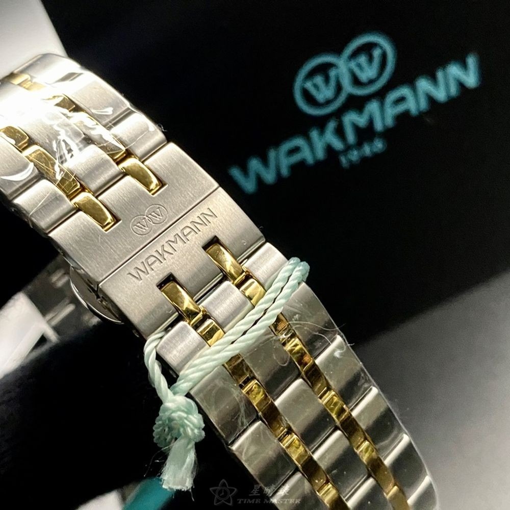 WAKMANN:手錶,型號:WA00023,男女通用錶40mm金色錶殼黑色錶面精鋼錶帶款-細節圖4