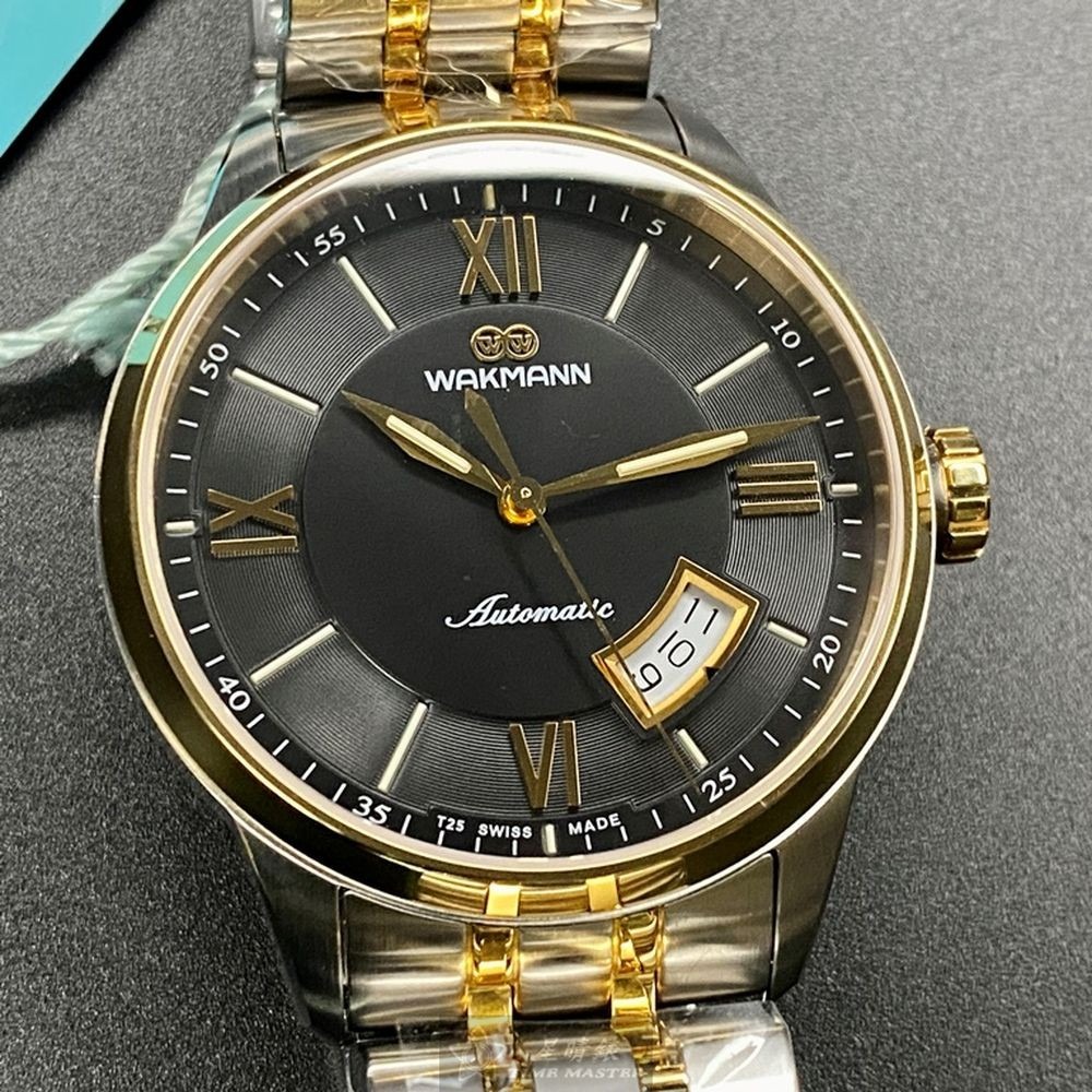WAKMANN:手錶,型號:WA00023,男女通用錶40mm金色錶殼黑色錶面精鋼錶帶款-細節圖9
