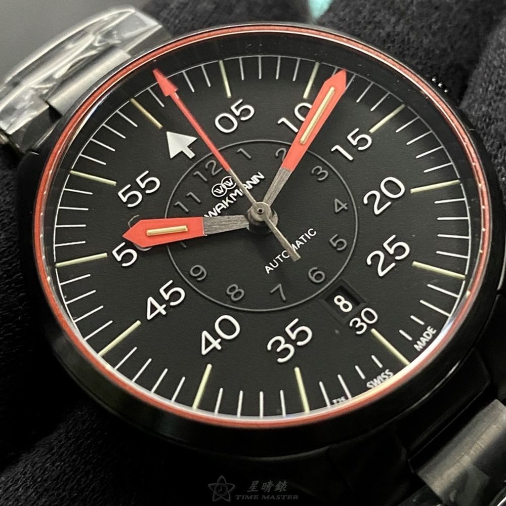 WAKMANN:手錶,型號:WA00025,男錶42mm黑錶殼黑色錶面精鋼錶帶款-細節圖6