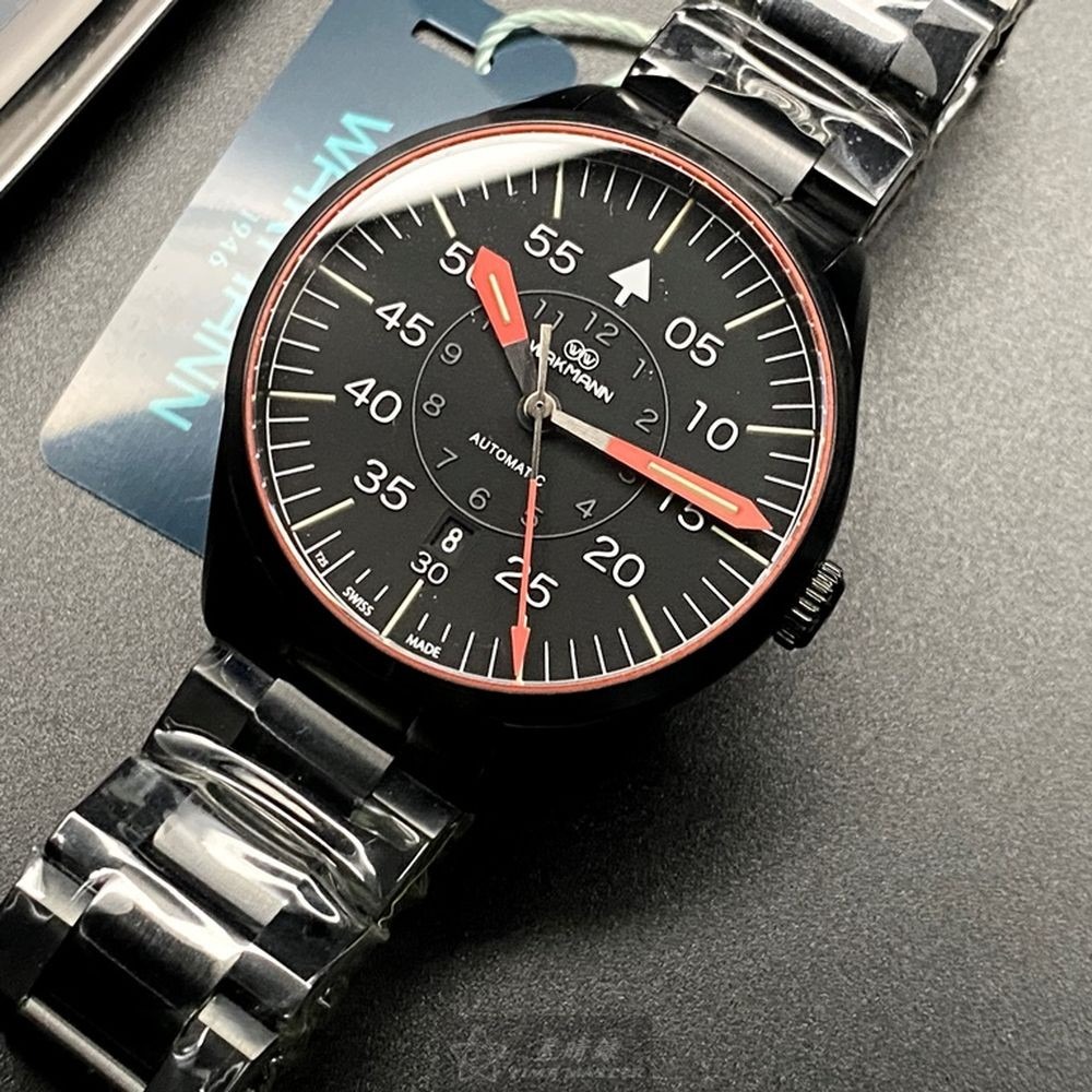 WAKMANN:手錶,型號:WA00025,男錶42mm黑錶殼黑色錶面精鋼錶帶款-細節圖9