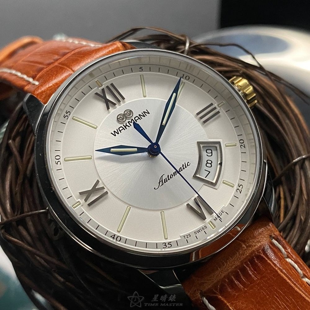 WAKMANN:手錶,型號:WA00026,男女通用錶40mm銀錶殼銀白色錶面真皮皮革錶帶款-細節圖2