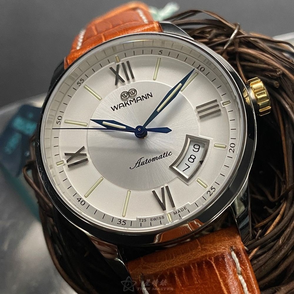 WAKMANN:手錶,型號:WA00026,男女通用錶40mm銀錶殼銀白色錶面真皮皮革錶帶款-細節圖3