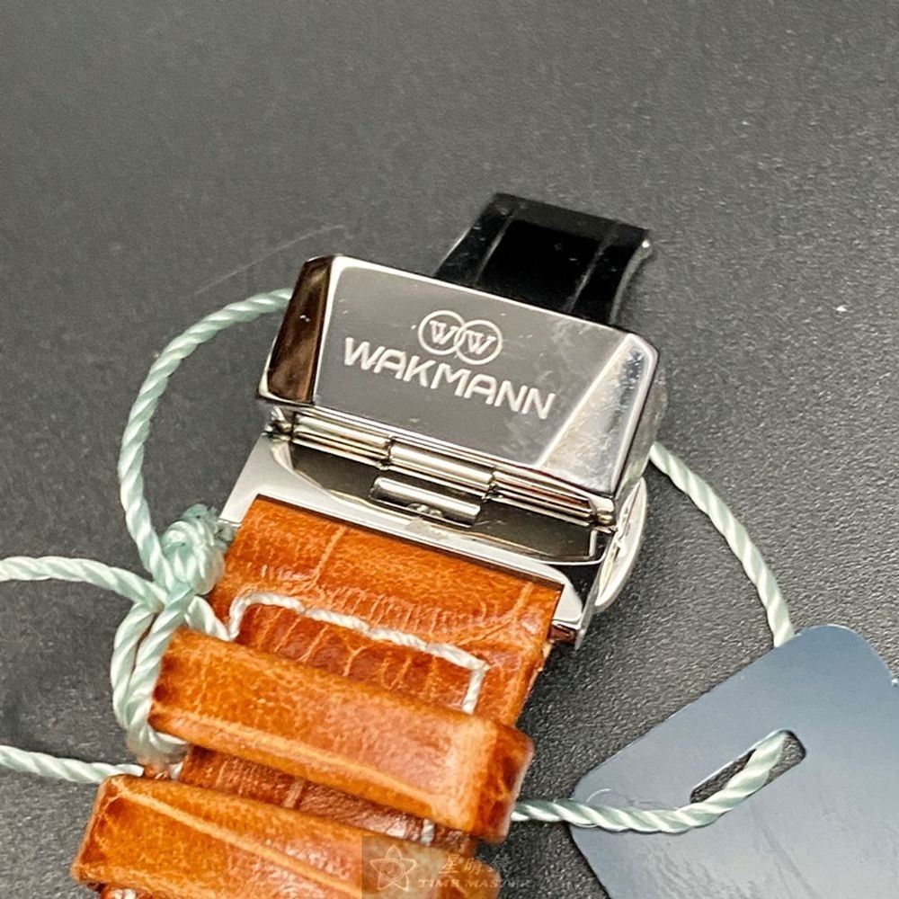 WAKMANN:手錶,型號:WA00026,男女通用錶40mm銀錶殼銀白色錶面真皮皮革錶帶款-細節圖8