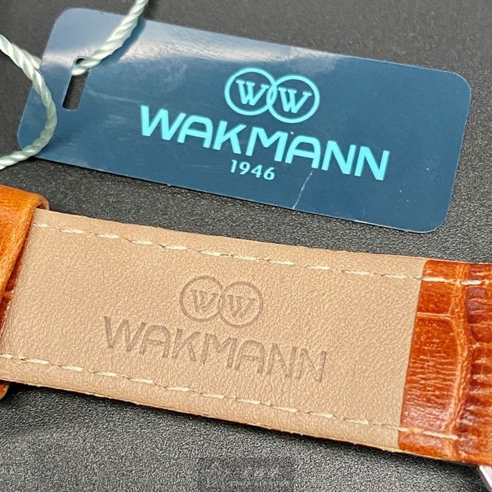 WAKMANN:手錶,型號:WA00026,男女通用錶40mm銀錶殼銀白色錶面真皮皮革錶帶款-細節圖9