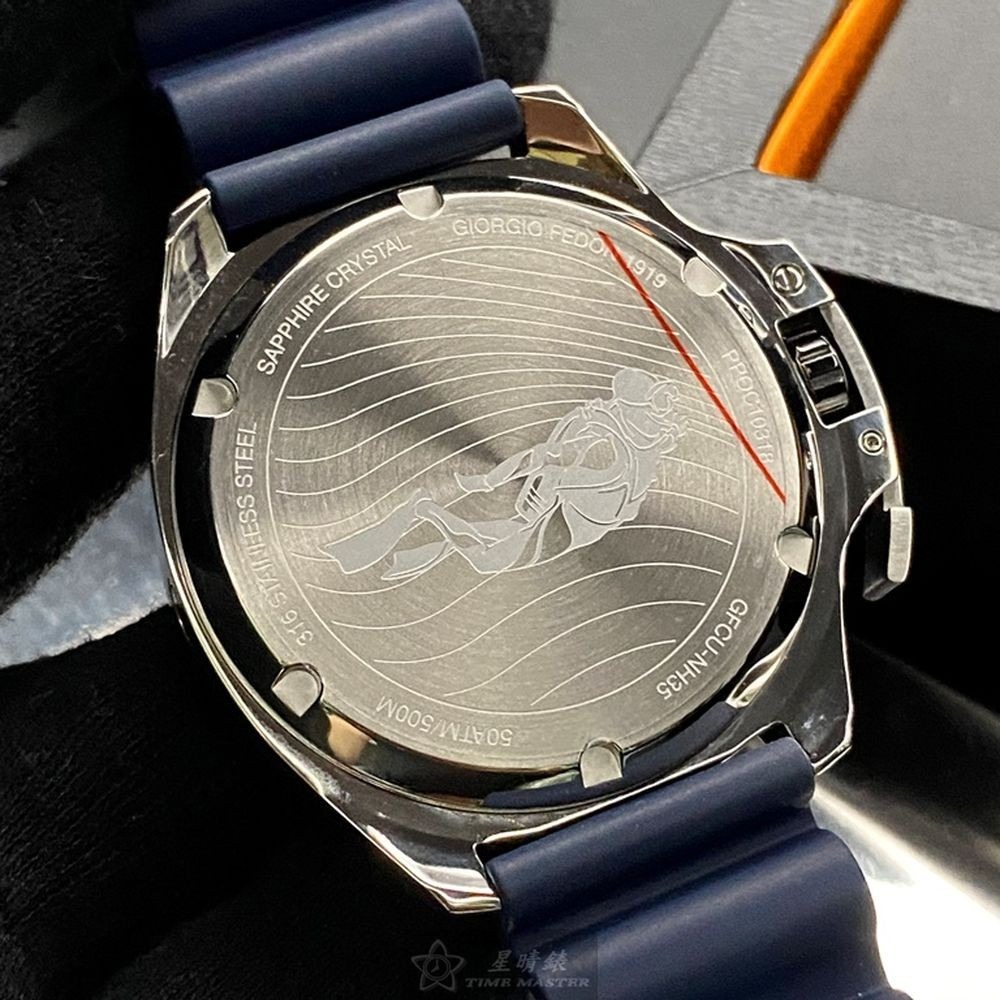 GiorgioFedon1919:手錶,型號:GF00101,男錶46mm寶藍錶殼寶藍色錶面矽膠錶帶款-細節圖5