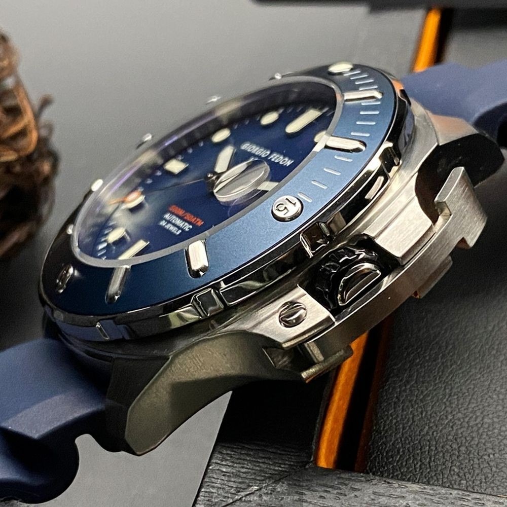 GiorgioFedon1919:手錶,型號:GF00101,男錶46mm寶藍錶殼寶藍色錶面矽膠錶帶款-細節圖7