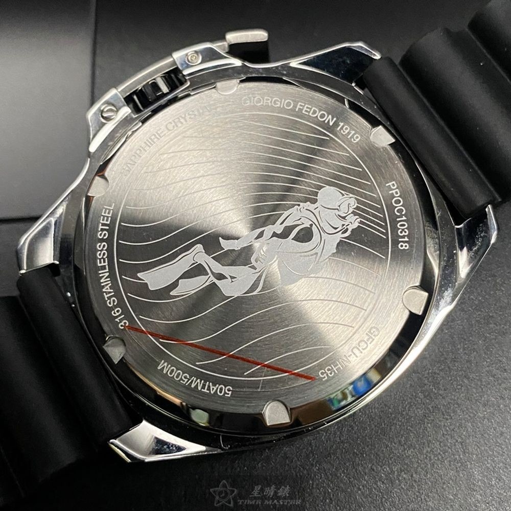 GiorgioFedon1919:手錶,型號:GF00102,男錶46mm墨綠色錶殼黑色錶面矽膠錶帶款-細節圖7