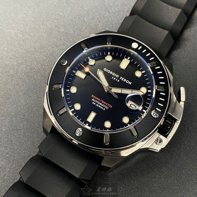 GiorgioFedon1919:手錶,型號:GF00105,男錶46mm黑錶殼黑色錶面矽膠錶帶款