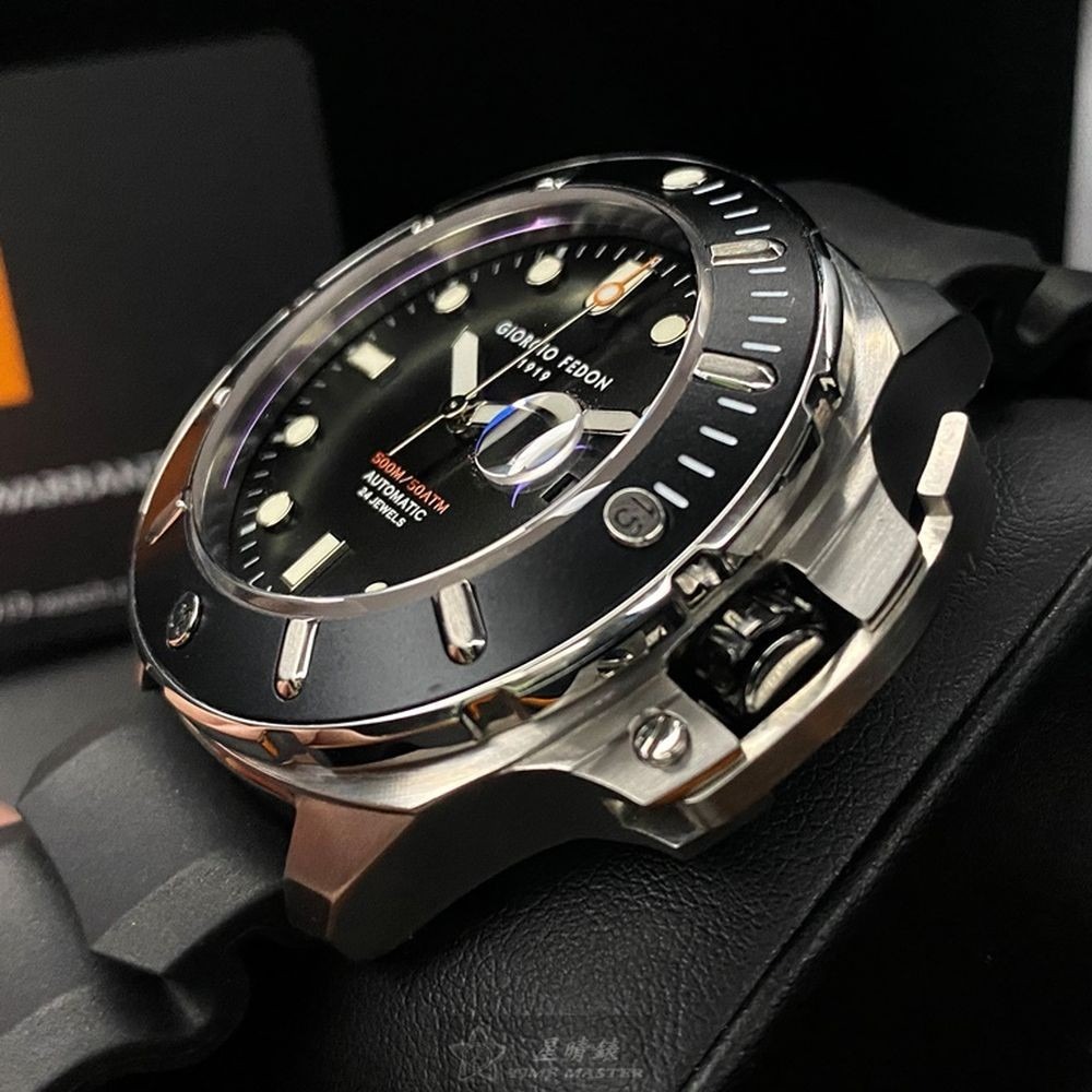 GiorgioFedon1919:手錶,型號:GF00105,男錶46mm黑錶殼黑色錶面矽膠錶帶款-細節圖4