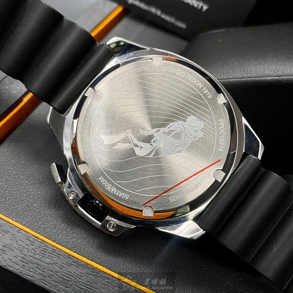 GiorgioFedon1919:手錶,型號:GF00105,男錶46mm黑錶殼黑色錶面矽膠錶帶款-細節圖7