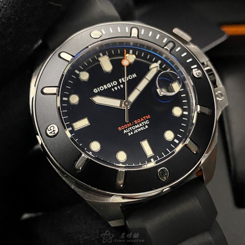 GiorgioFedon1919:手錶,型號:GF00105,男錶46mm黑錶殼黑色錶面矽膠錶帶款-細節圖8
