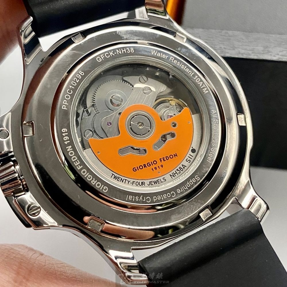 GiorgioFedon1919:手錶,型號:GF00115,男錶46mm銀錶殼黑色錶面矽膠錶帶款-細節圖4