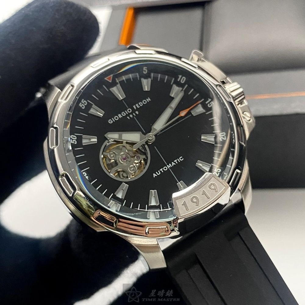 GiorgioFedon1919:手錶,型號:GF00115,男錶46mm銀錶殼黑色錶面矽膠錶帶款-細節圖9