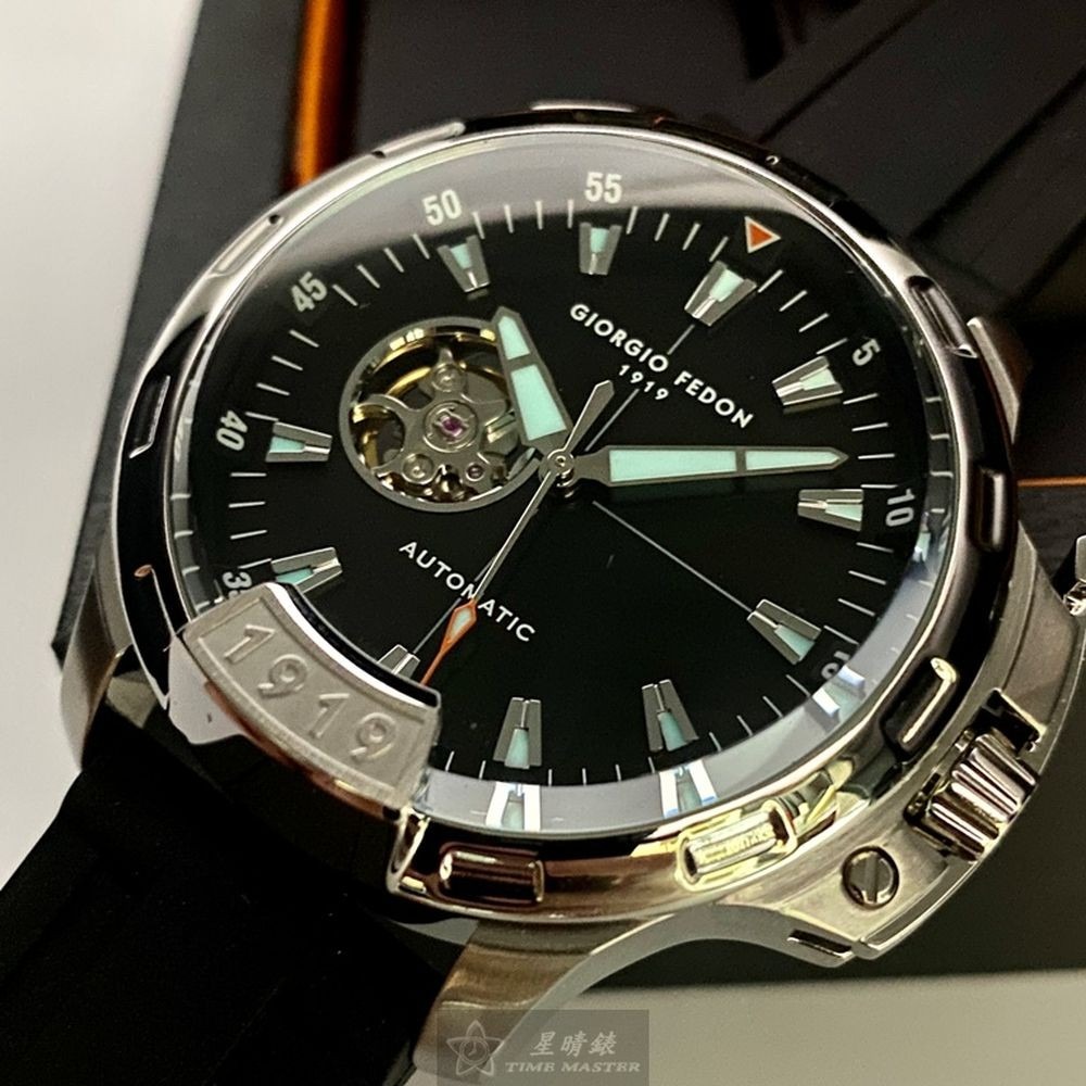 GiorgioFedon1919:手錶,型號:GF00115,男錶46mm銀錶殼黑色錶面矽膠錶帶款-細節圖11
