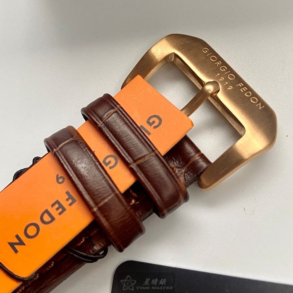 GiorgioFedon1919:手錶,型號:GF00118,男錶46mm玫瑰金錶殼銀白色錶面真皮皮革錶帶款-細節圖6